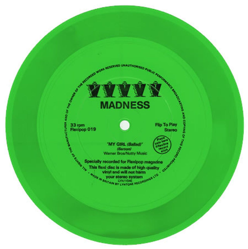 Madness My Girl - Green UK Promo 7" vinyl single (7 inch record / 45) FLEXIPOP019