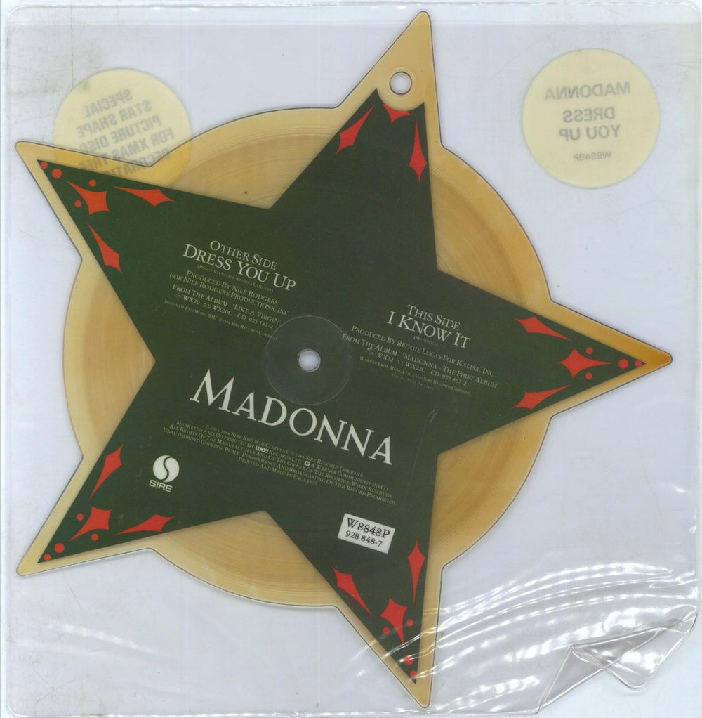 Madonna Dress You Up - Tea-Stained UK shaped picture disc (picture disc vinyl record) MADSHDR349937