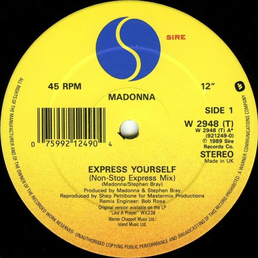 Madonna Express Yourself UK 12" vinyl single (12 inch record / Maxi-single) MAD12EX29855