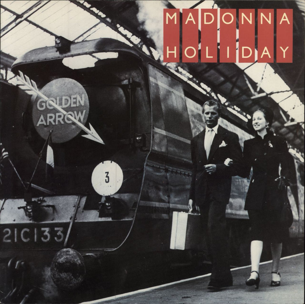 Madonna Holiday - Train Sleeve UK 12" vinyl single (12 inch record / Maxi-single) W9405T