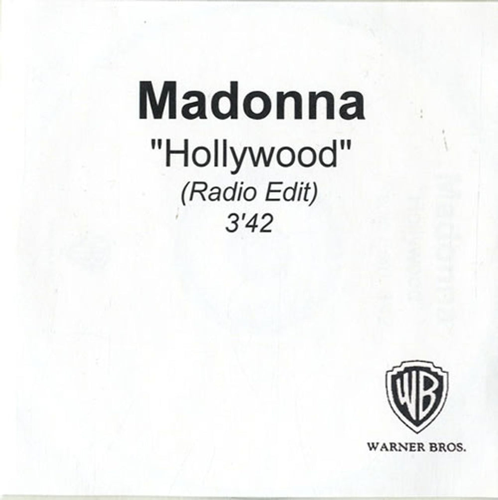 Madonna Hollywood UK Promo CD-R acetate CD-R