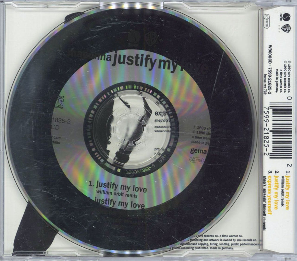 Madonna Justify My Love UK CD single (CD5 / 5") 075992182522