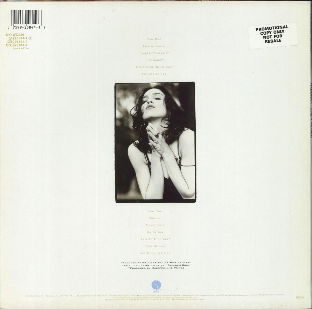 Madonna Like A Prayer - Scented Inner + Promotional Sticker UK Promo vinyl LP album (LP record) 075992584418