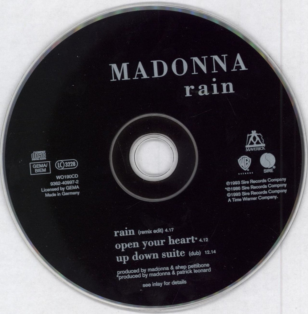 Madonna Rain German CD single (CD5 / 5") 093624099727