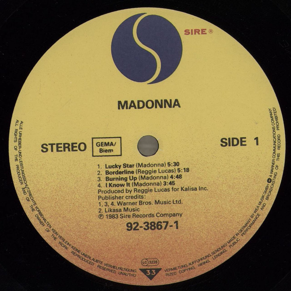 Madonna The First Album - EX UK vinyl LP album (LP record) MADLPTH577250