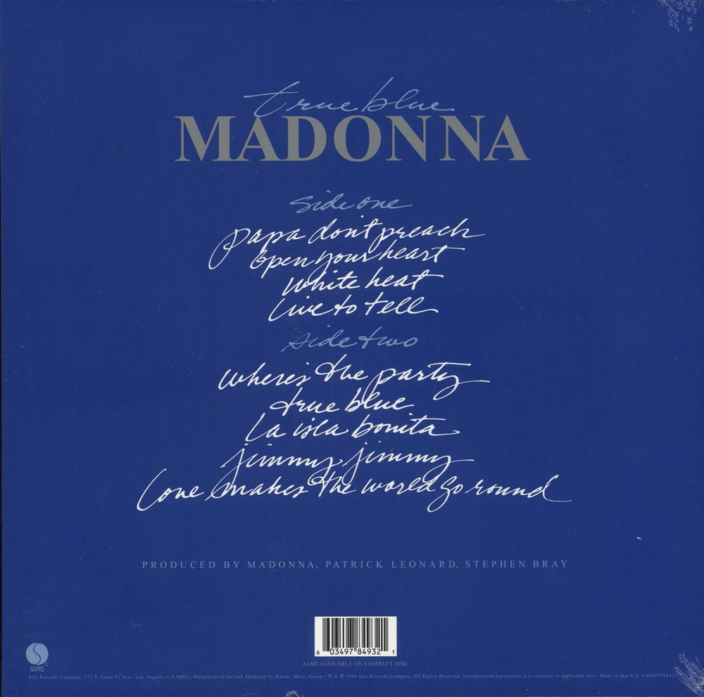 Madonna True Blue - 180gm Clear Vinyl + Poster - Sealed UK vinyl LP album (LP record) 603497849321