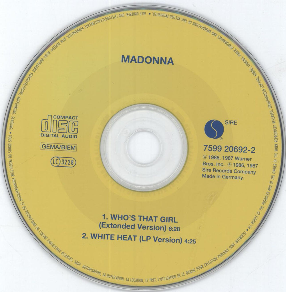 Madonna Who's That Girl German CD single (CD5 / 5") MADC5WH41029