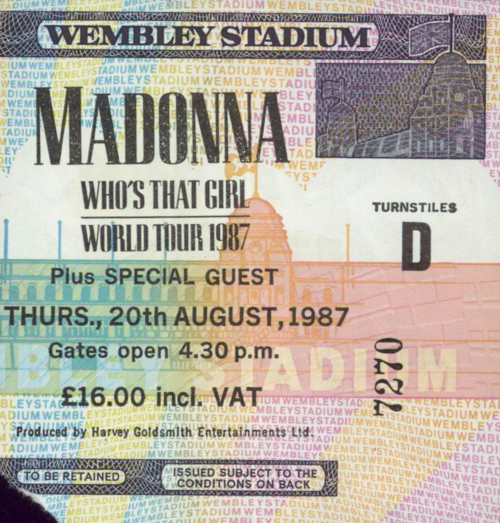 Madonna Who's That Girl - World Tour 1987 + ticket UK tour programme