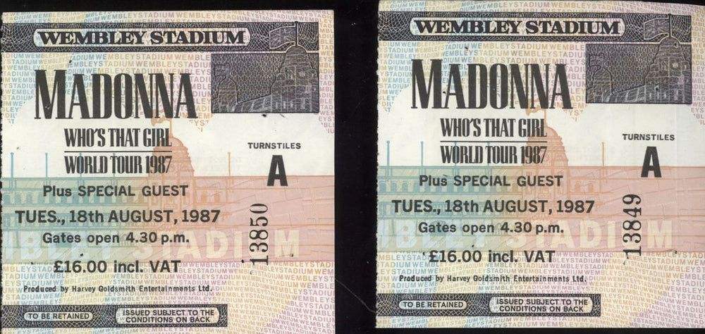 Madonna Who's That Girl - World Tour 1987 + ticket UK tour programme MADTRWH188715