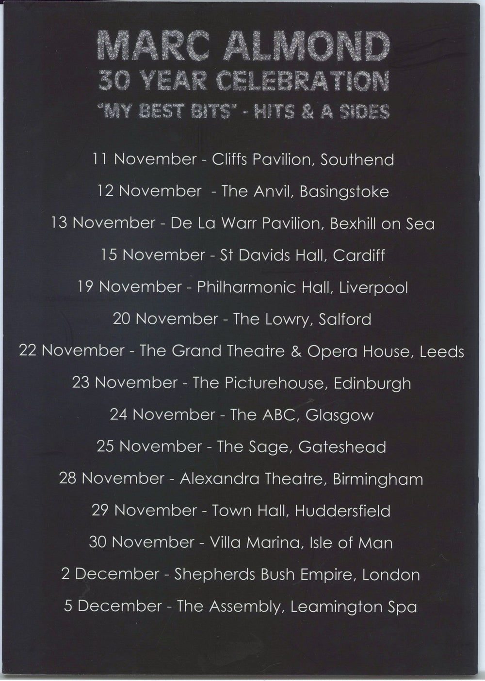 Marc Almond 30 Year Celebration UK tour programme