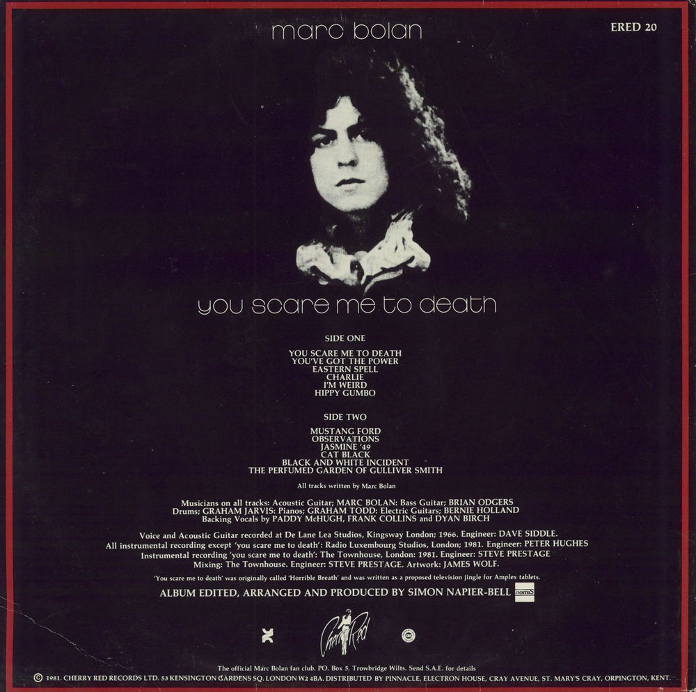 Marc Bolan You Scare Me To Death French vinyl LP album (LP record)