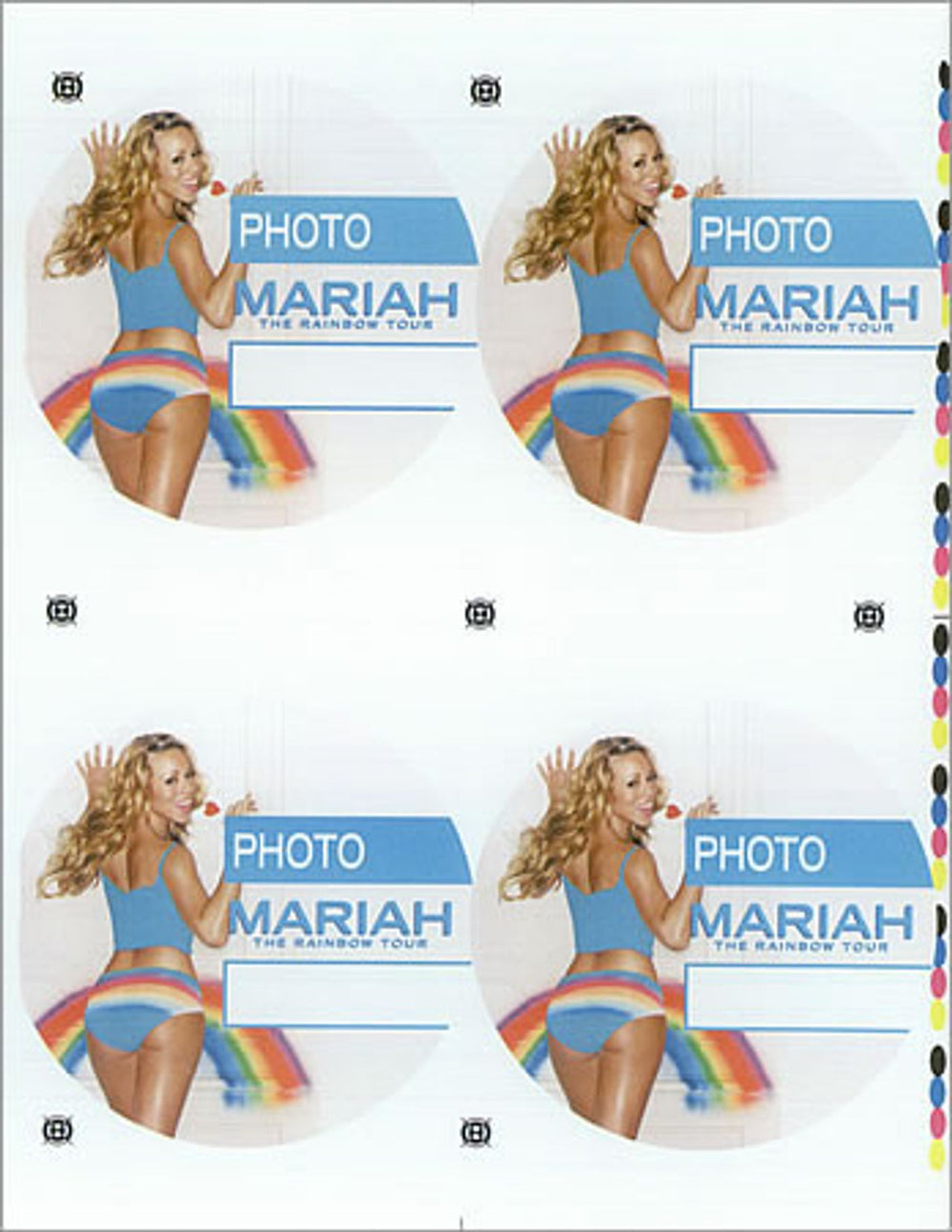 Mariah Carey The Rainbow Tour - Uncut Press Sheet US tour pass TOUR PASS