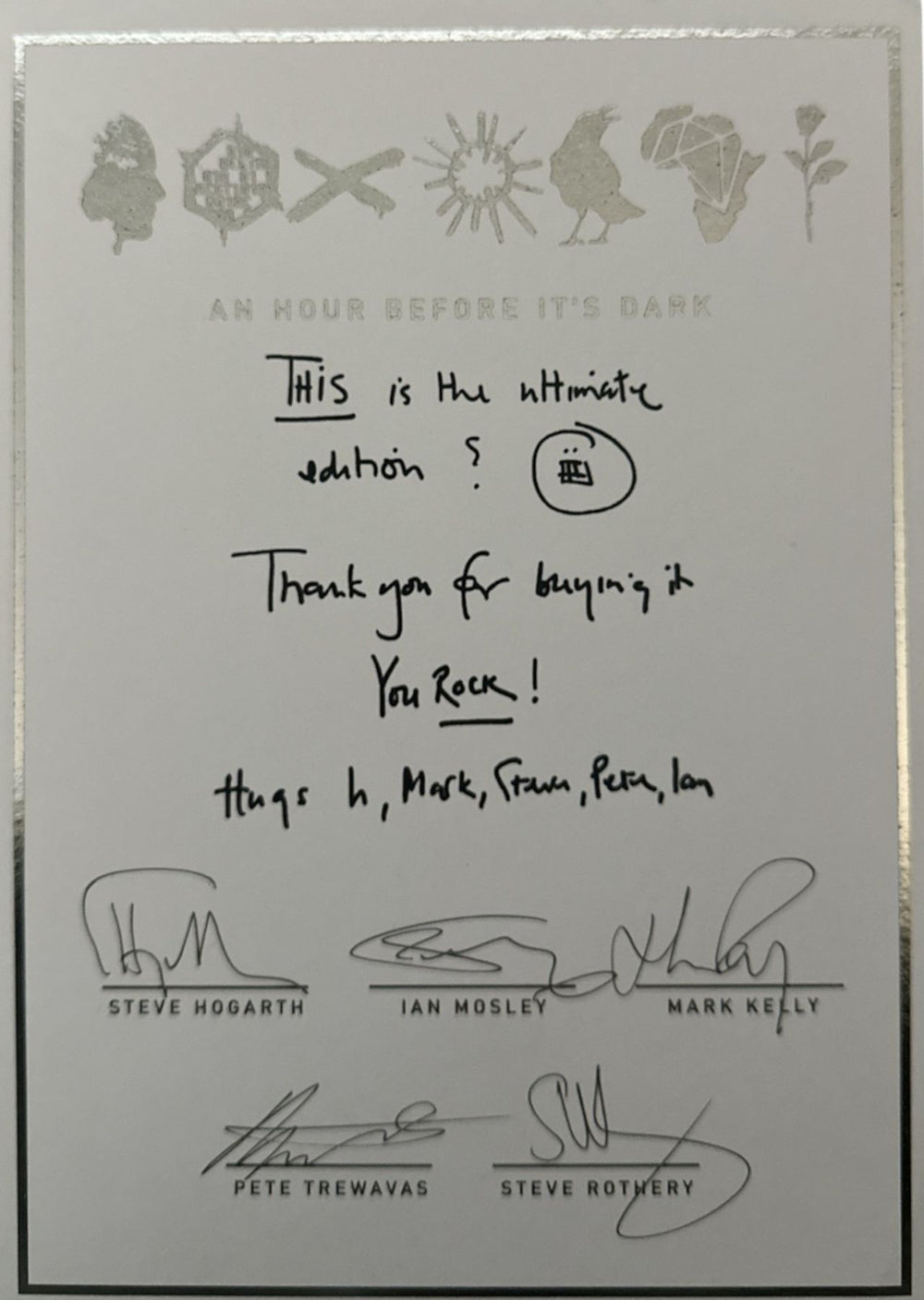 Marillion An Hour Before It's Dark - Signed certificate UK Vinyl Box Set