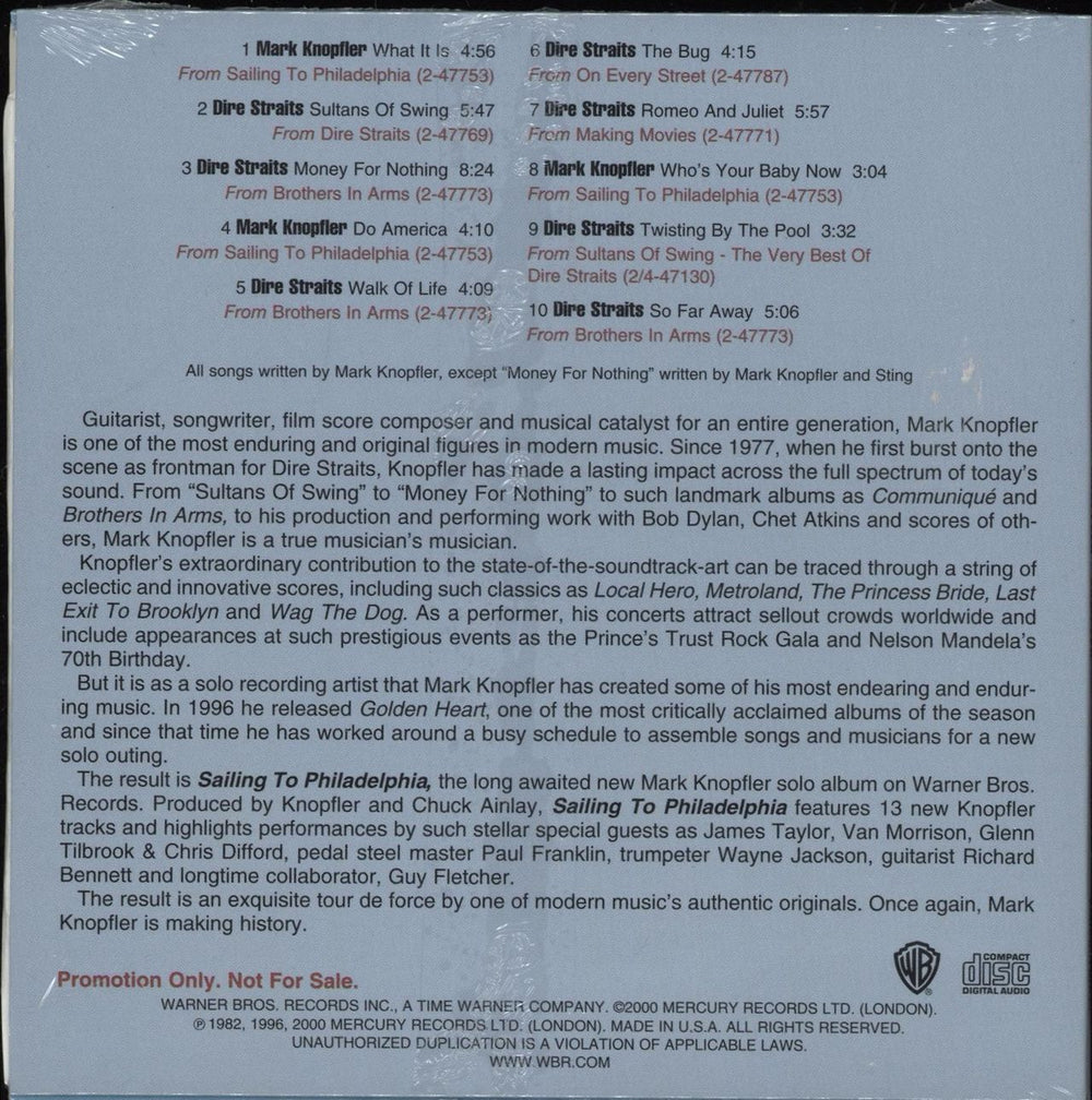 Mark Knopfler Sampler US Promo CD album (CDLP) KNOCDSA165341