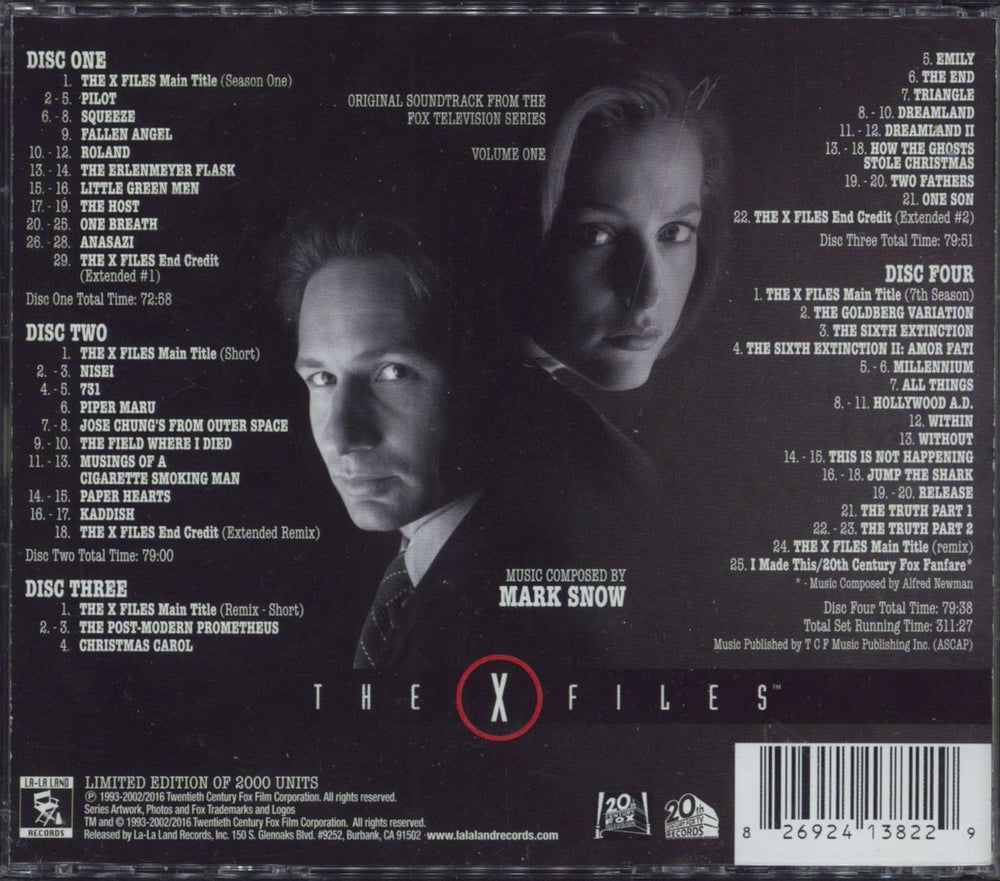 Mark Snow The X Files: Volume One (Original Soundtrack From The Fox Television Series) US 4-CD album set 826924138229