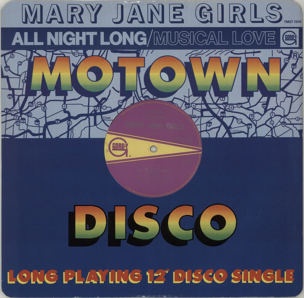 Mary Jane Girls All Night Long - Title sleeve UK 12" vinyl single (12 inch record / Maxi-single) TMGT1309