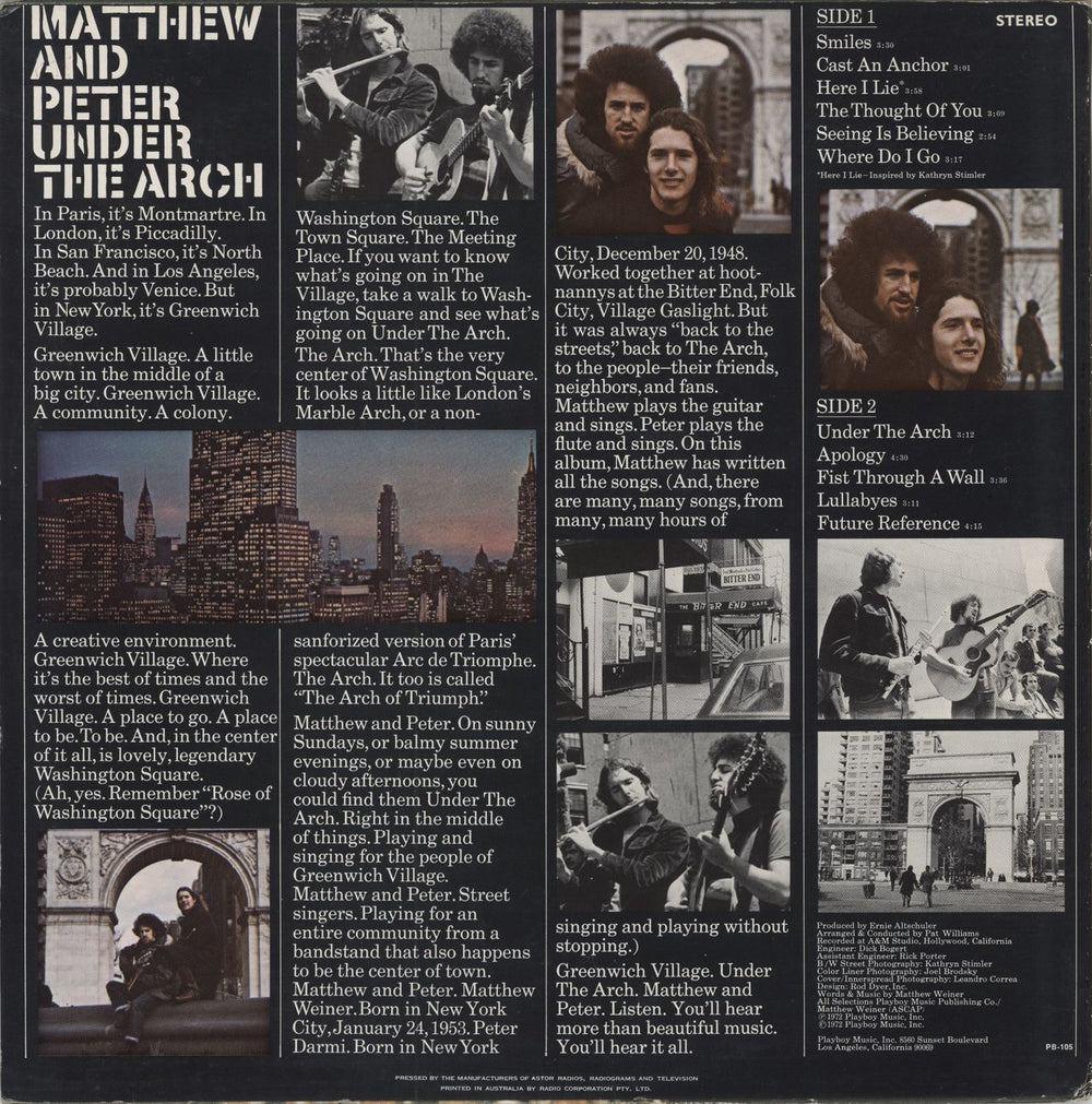 Matthew & Peter Under The Arch New Zealand vinyl LP album (LP record)