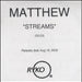 Matthew Streams UK Promo CD-R acetate CD-R ACETATE