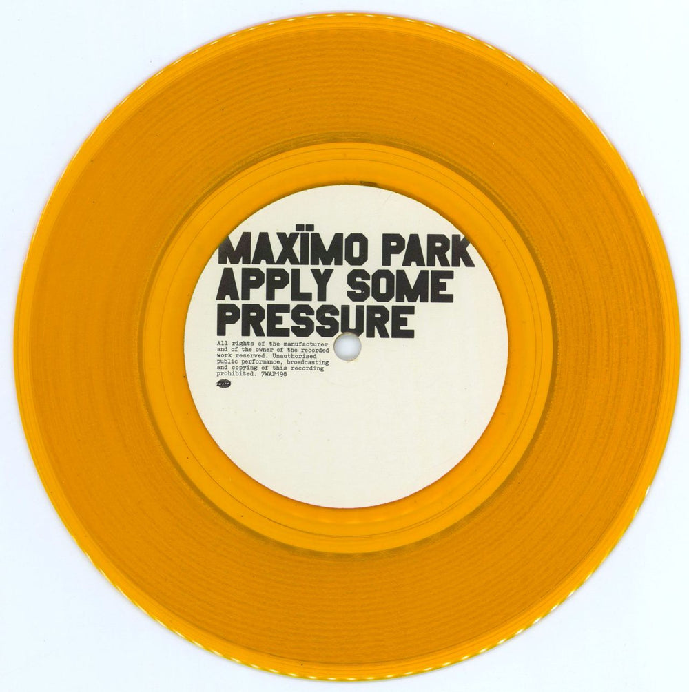 Maximo Park Apply Some Pressure - Orange Vinyl UK 7" vinyl single (7 inch record / 45) MD807AP340297