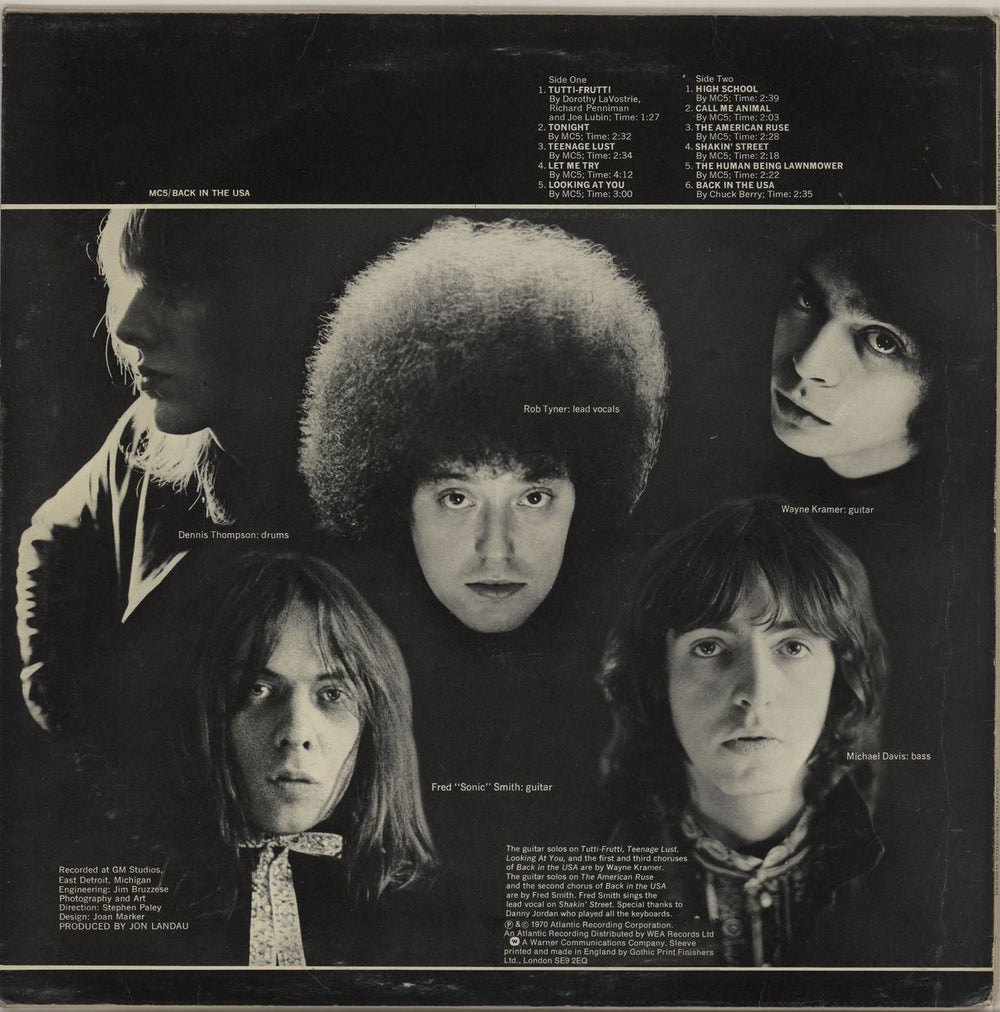 MC5 Back In The USA UK vinyl LP album (LP record)