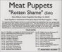 Meat Puppets Rotten Shame US Promo CD-R acetate CDR-ACETATE