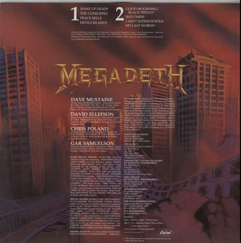 Megadeth Peace Sells...But Who's Buying + Back Insert UK picture disc LP (vinyl picture disc album) MEGPDPE597511