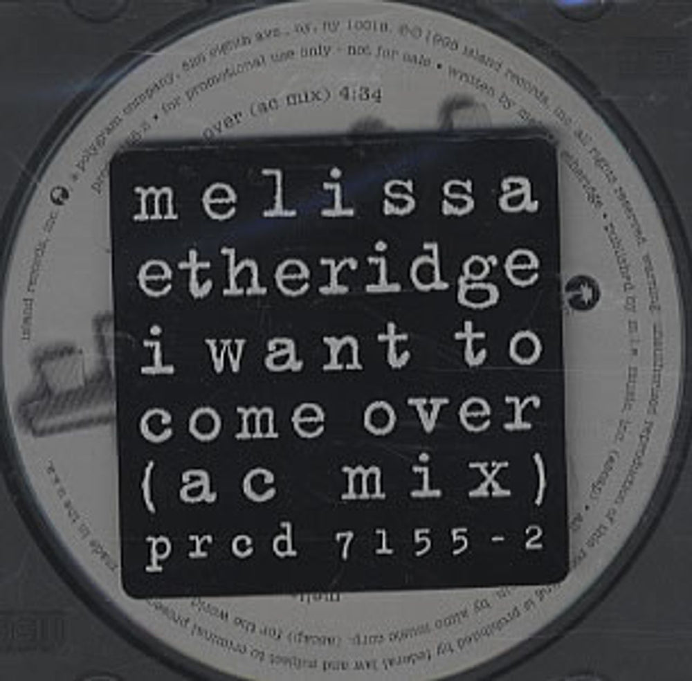 Melissa Etheridge I Want To Cover Over - Ac Mix US Promo CD single (CD5 / 5") PRCD7155-2