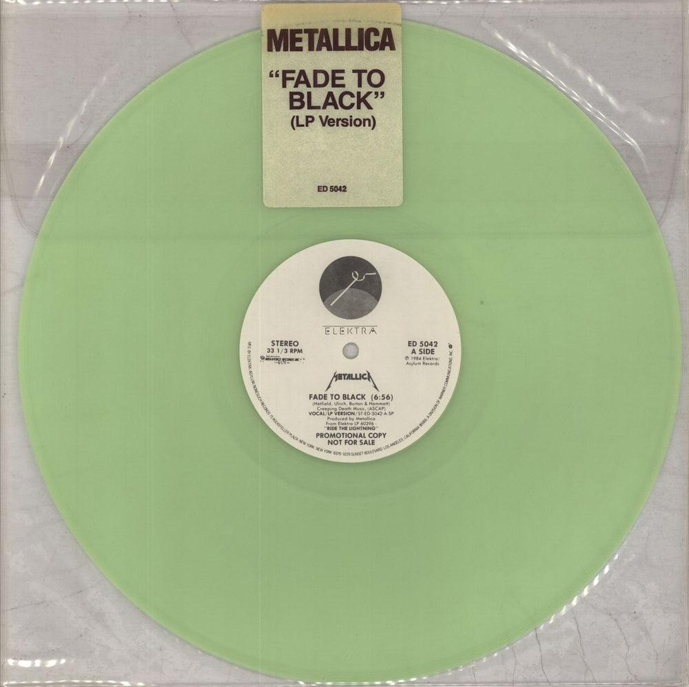 Metallica Fade To Black - Green Vinyl -  Title Stickered US Promo 12" vinyl single (12 inch record / Maxi-single) ED5042