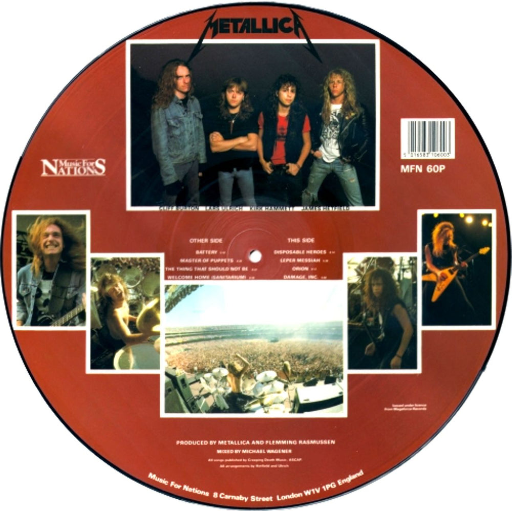 Metallica Master Of Puppets - With Barcode UK picture disc LP (vinyl picture disc album) METPDMA200520