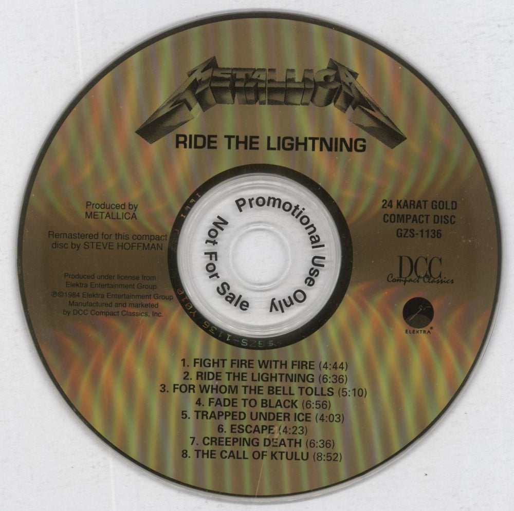 Metallica Ride The Lightning US Promo CD album (CDLP) METCDRI820020