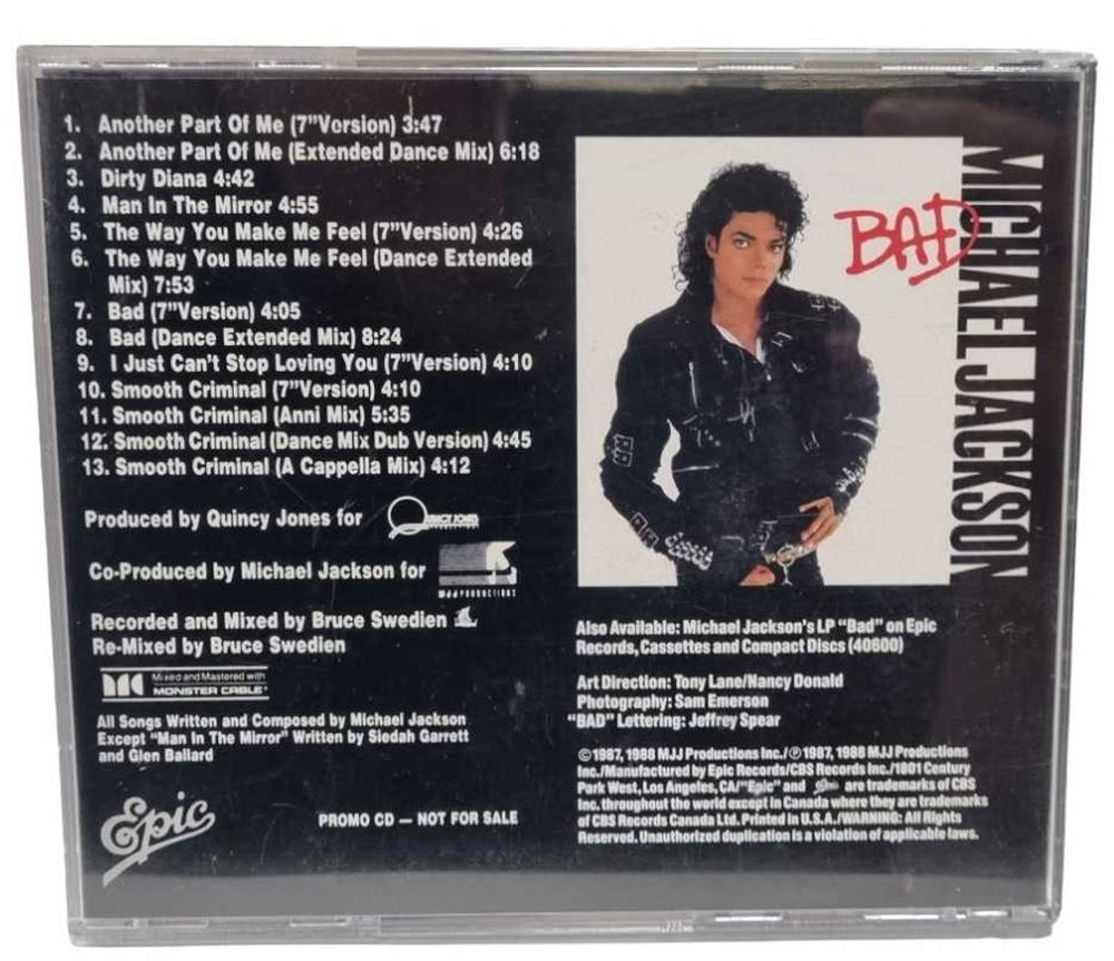 Michael Jackson The Bad Mixes - 13-trk US Promo CD album 