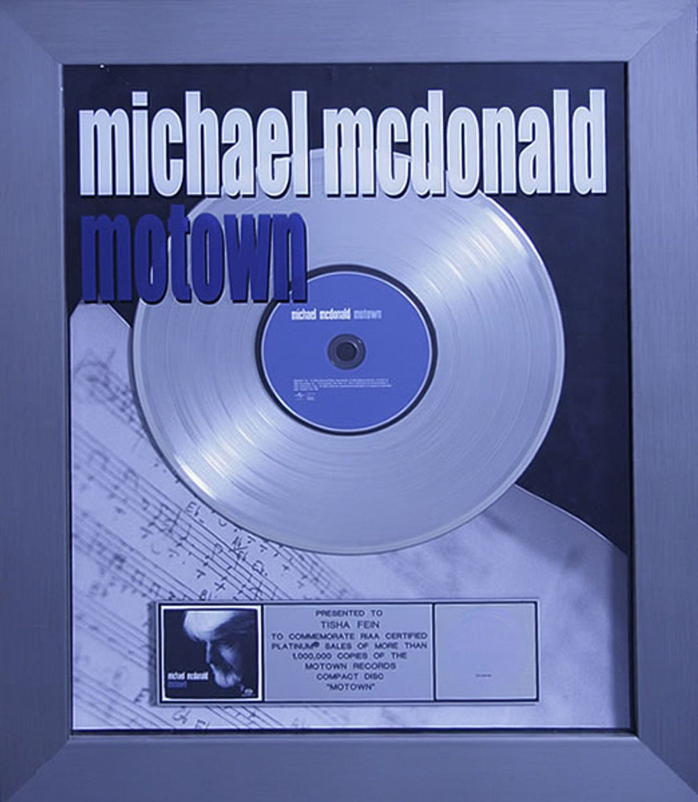 Michael McDonald Motown US award disc PLATINUM AWARD