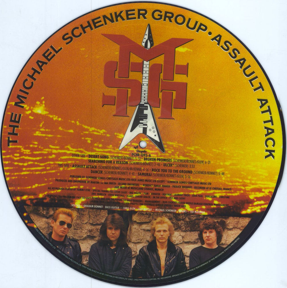 Michael Schenker Group Assault Attack UK picture disc LP (vinyl picture disc album) MSGPDAS00979