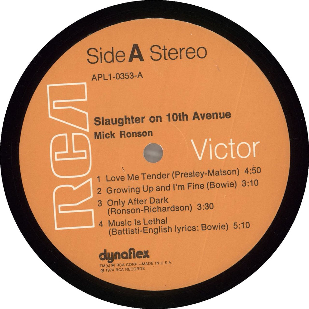 Mick Ronson Slaughter On 10th Avenue US vinyl LP album (LP record)