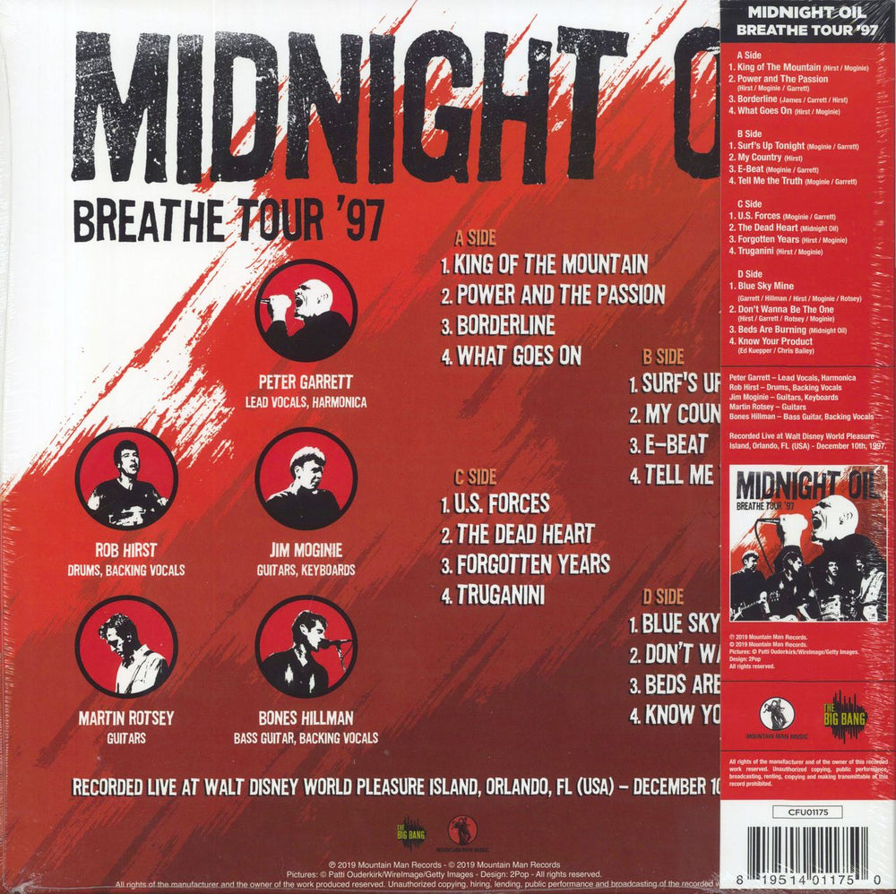 Midnight Oil Breathe Tour '97 - Red & White Vinyl - Sealed UK 2-LP vinyl record set (Double LP Album) 819514011750