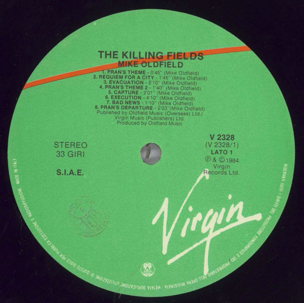 Mike Oldfield The Killing Fields Italian vinyl LP album (LP record) OLDLPTH823142