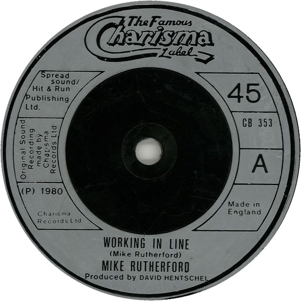 Mike Rutherford Working In Line UK 7" vinyl single (7 inch record / 45) CB353