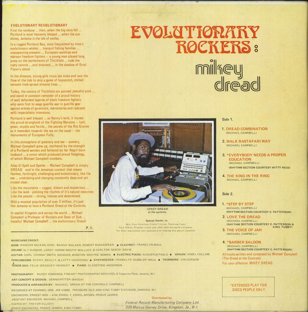 Mikey Dread Evolutionary Rockers Jamaican vinyl LP album (LP record)