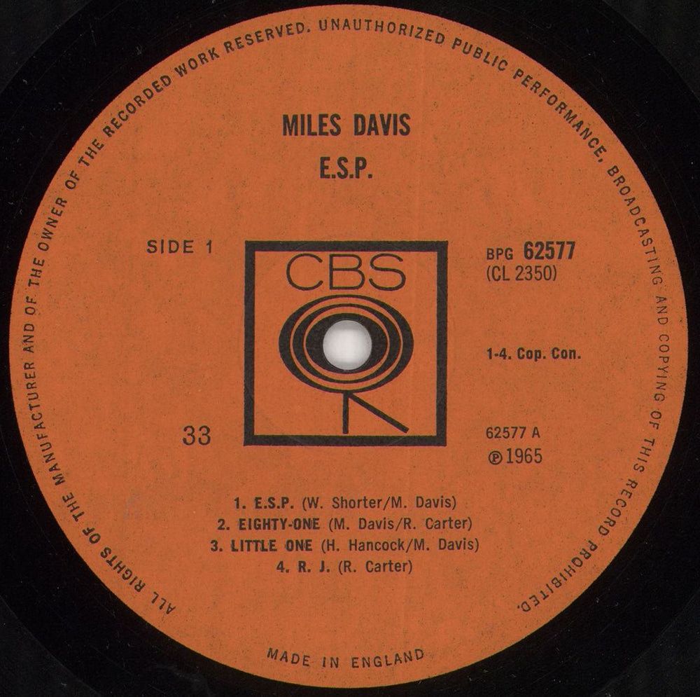 Miles Davis E.S.P. - EX UK vinyl LP album (LP record) MDALPES737157