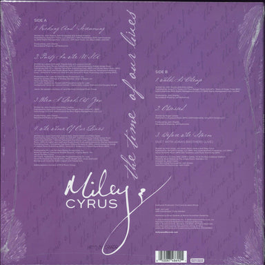 Miley Cyrus The Time Of Our Lives - White / Purple Splatter US vinyl LP album (LP record) 050087486921