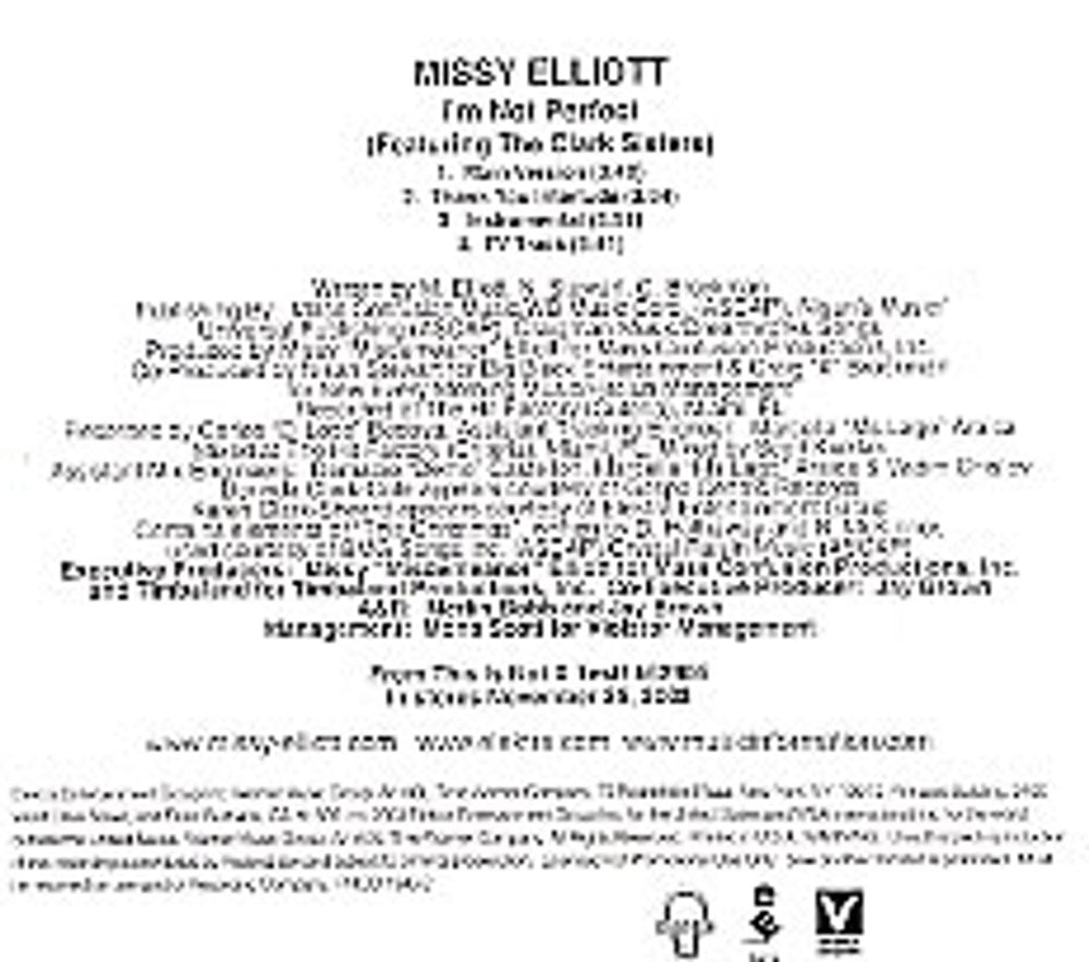 Missy Misdemeanor Elliott I'm Not Perfect US Promo CD single (CD5 / 5") PRCD1943-2