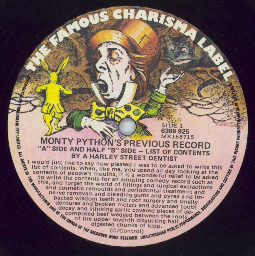 Monty Python Monty Python's Previous Record Australian vinyl LP album (LP record) PYTLPMO819444