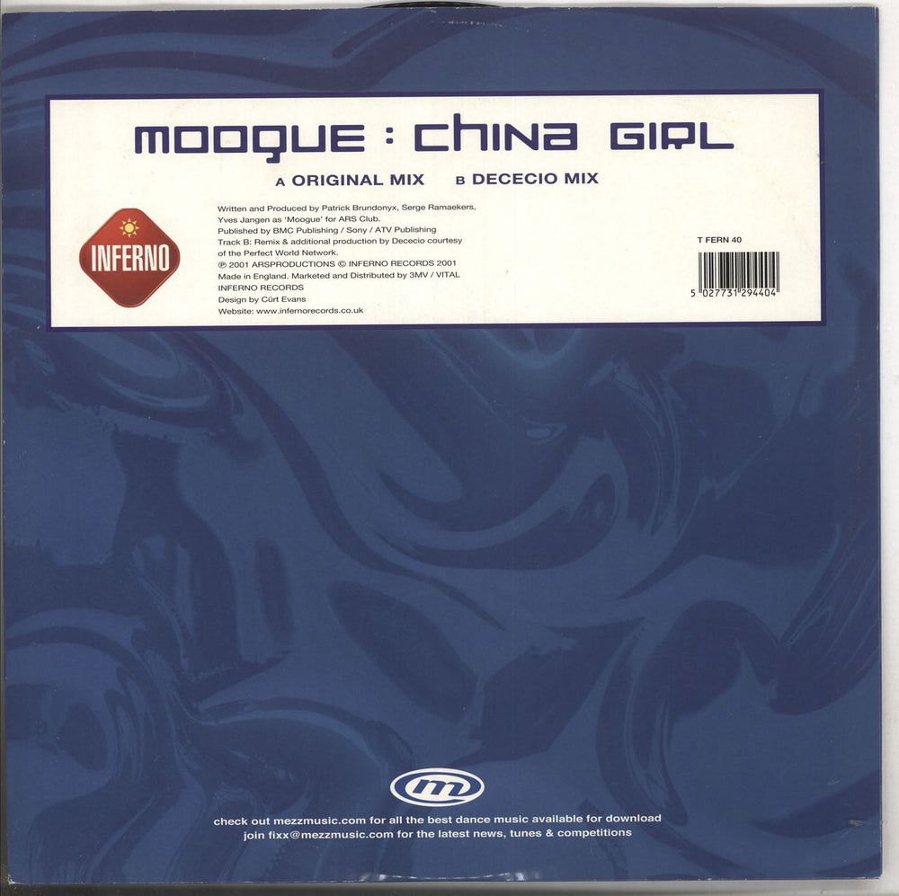 Moogue China Girl UK 12" vinyl single (12 inch record / Maxi-single) 5027731294404