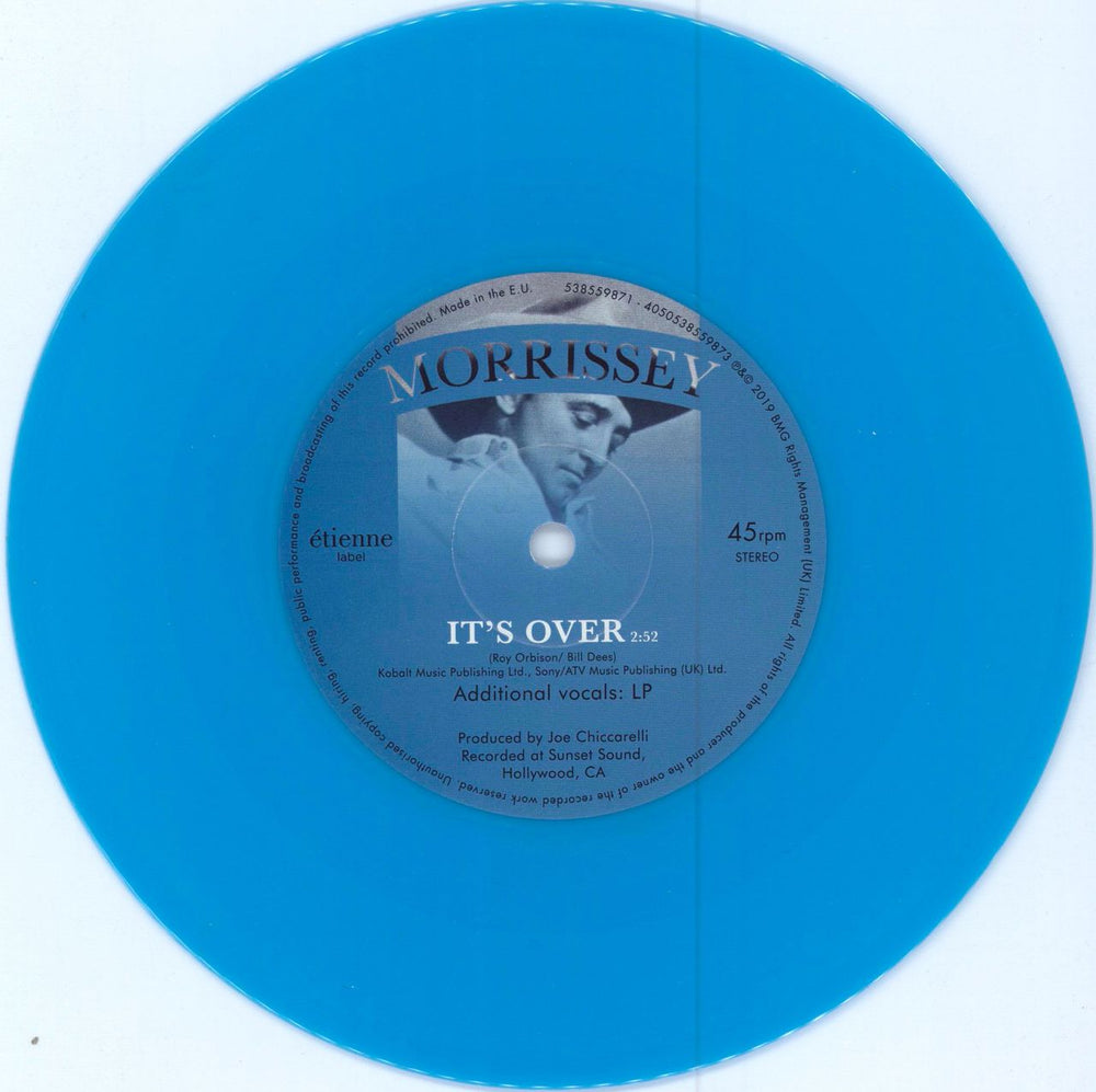 Morrissey It's Over - Cyan Vinyl UK 7" vinyl single (7 inch record / 45) MOR07IT780498