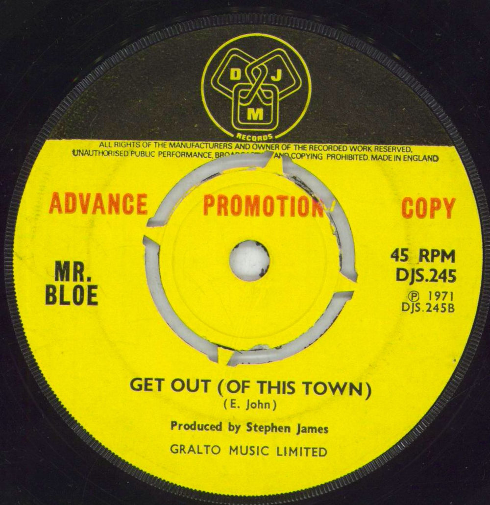Mr. Bloe 71-75 New Oxford UK Promo 7" vinyl single (7 inch record / 45)