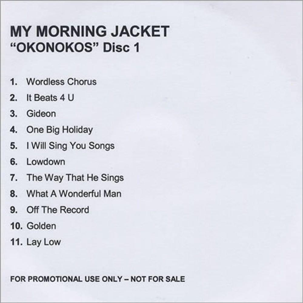 My Morning Jacket Okonokos UK Promo CD-R acetate CD-R ACETATE SET