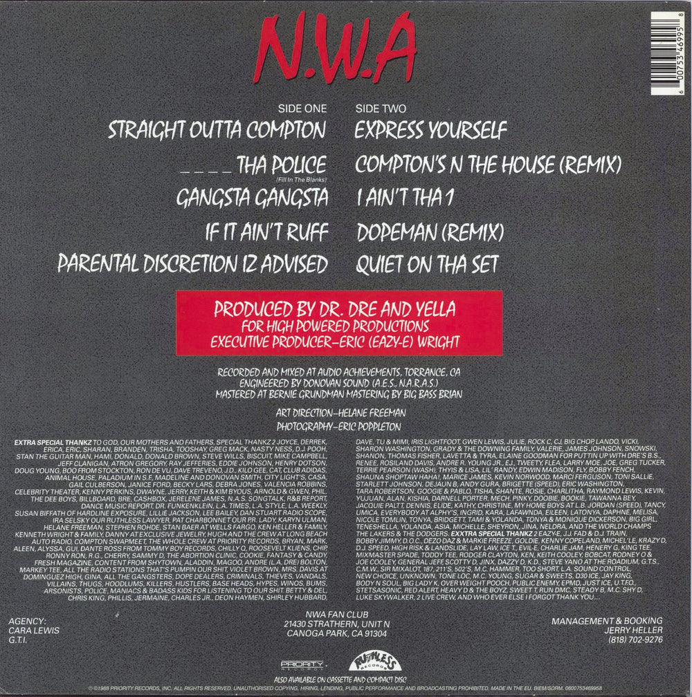 N.W.A. Straight Outta Compton - 180gm - EX UK vinyl LP album (LP record) 600753469958