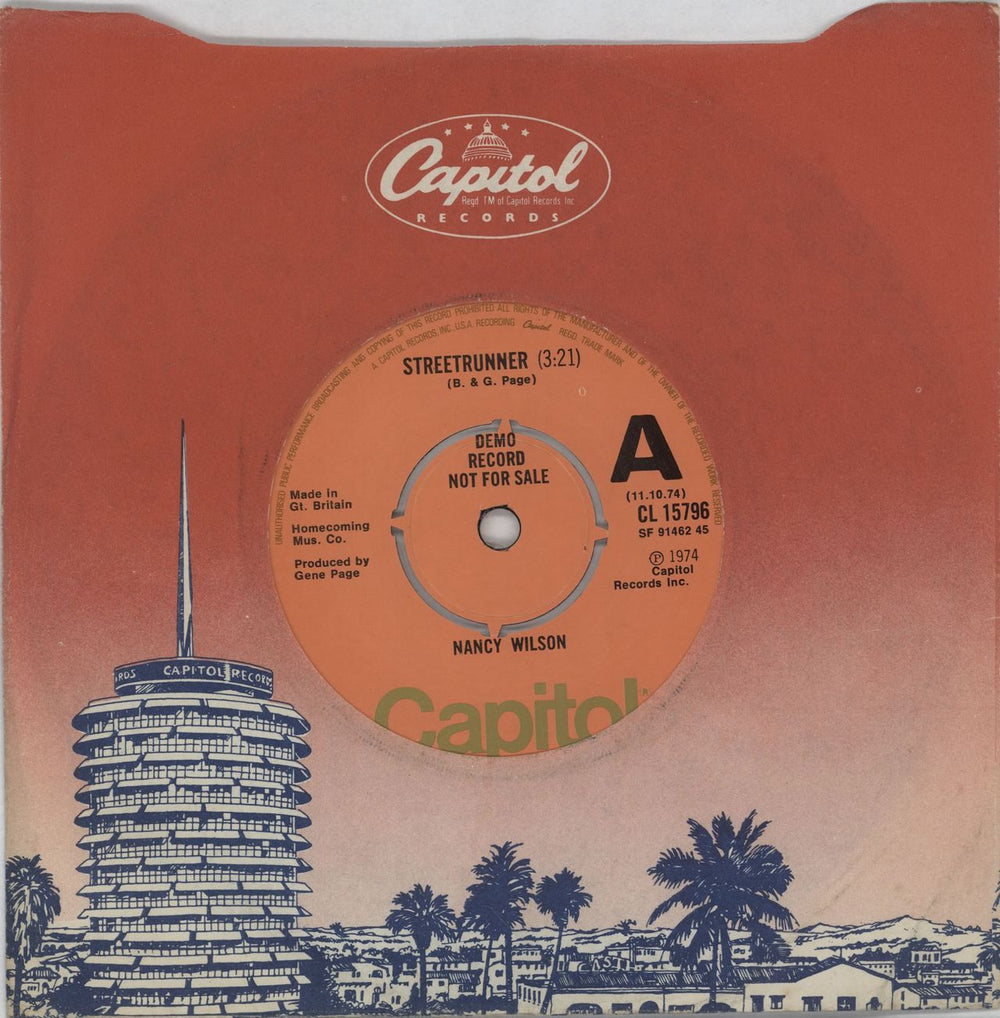 Nancy Wilson (Jazz) Streetrunner - A-Label UK Promo 7" vinyl single (7 inch record / 45) CL15796