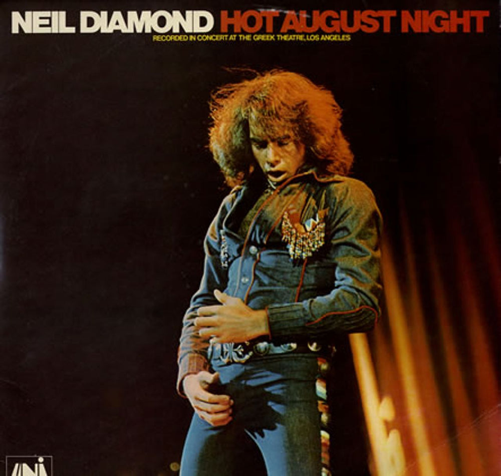 Neil Diamond Hot August Night UK 2-LP vinyl record set (Double LP Album) ULD1-1/1-2