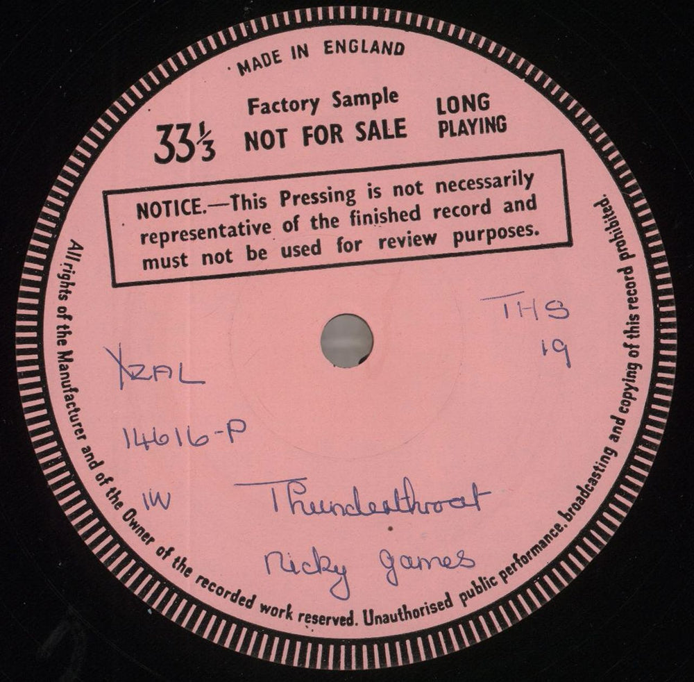 Nicky James Thunderthroat - Test Pressing UK vinyl LP album (LP record) NKJLPTH715057